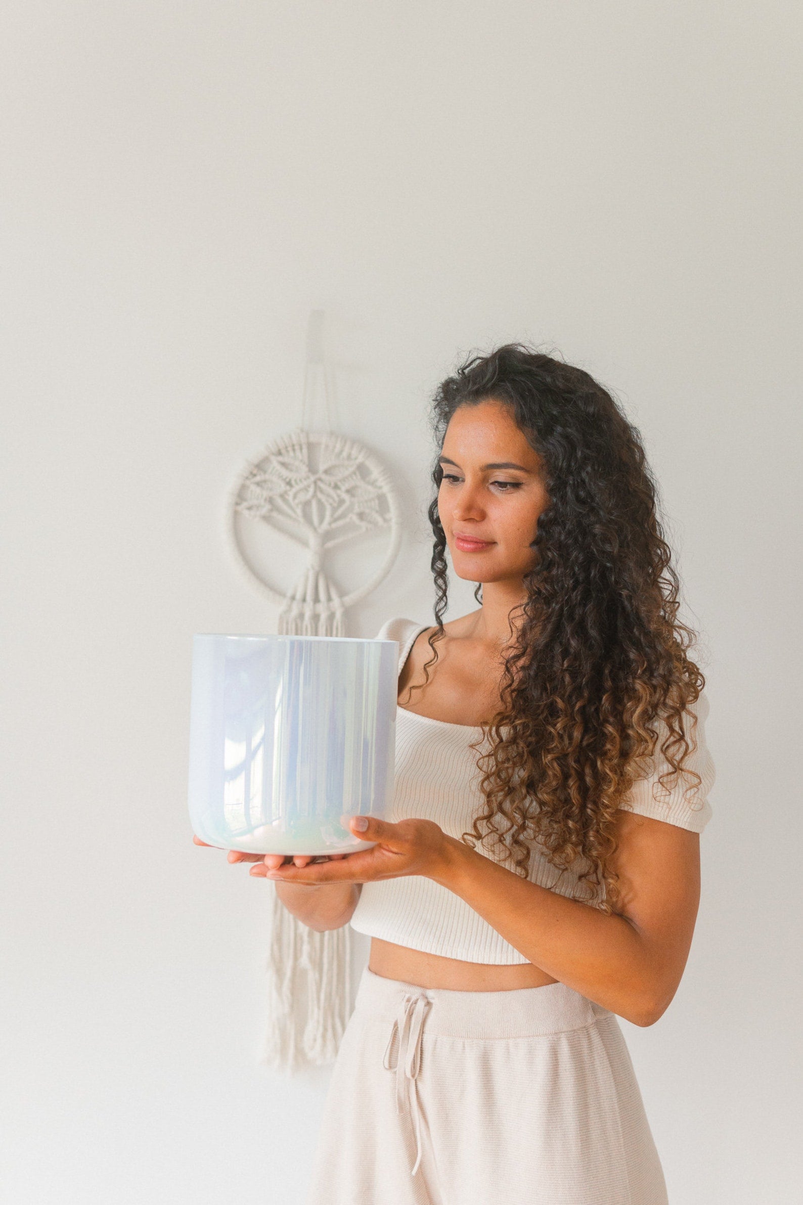 Girl holding Opal Moon Bowl Pearl