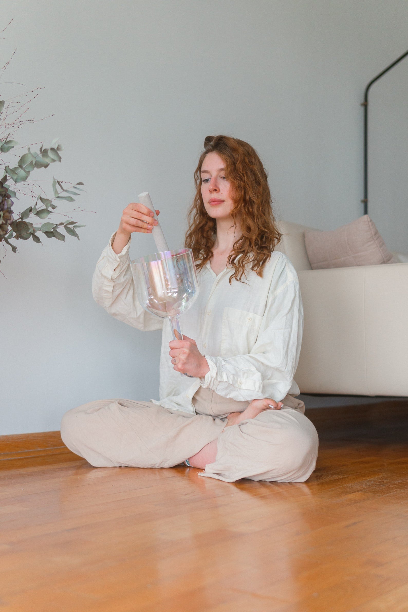 Girl with Cosmic Sound Bowls® Handheld Practitioner Bowl